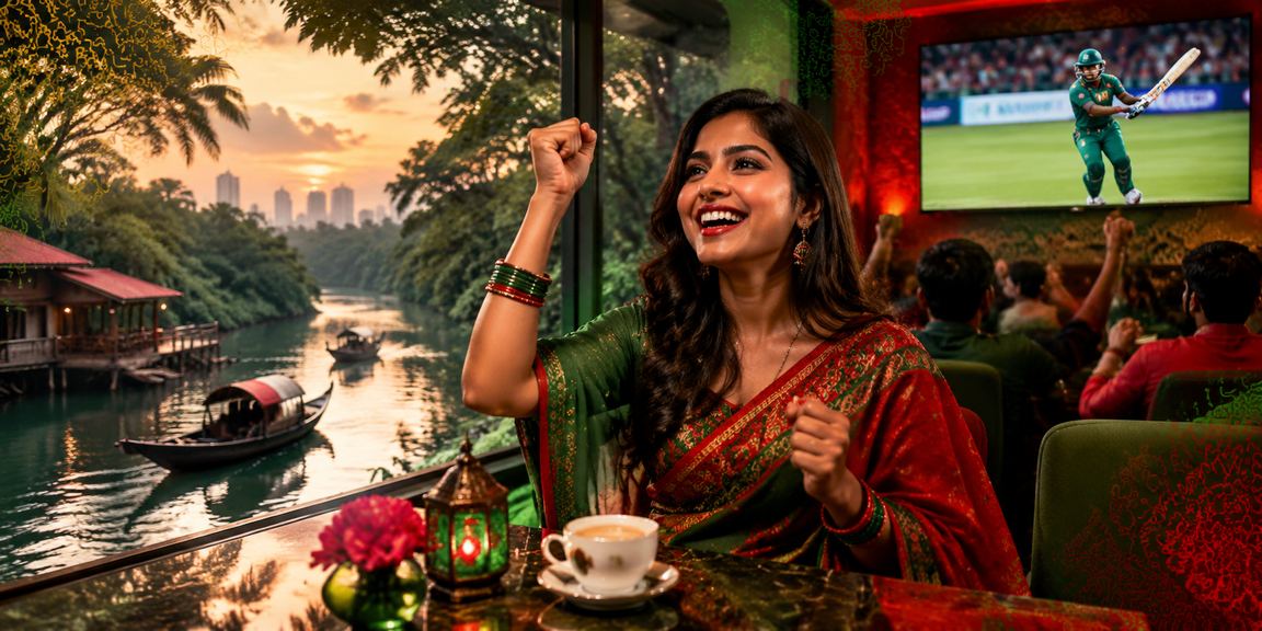 সুন্দরবনের ক্রিকেট ম্যাচ বেটিং দৃশ্য রঙিন পটভূমি